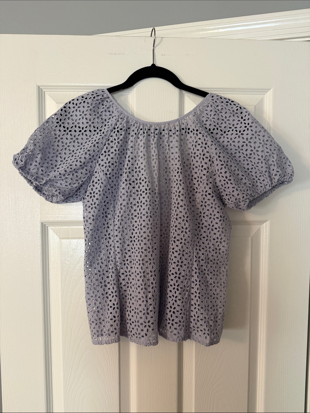 J. Crew Lavender Eyelet Puff-Sleeve Top